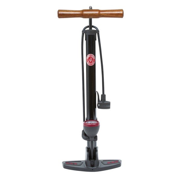 Fahrrad Retro Standpumpe Kompressor mit Holzgriff & Manometer für alle Ventile