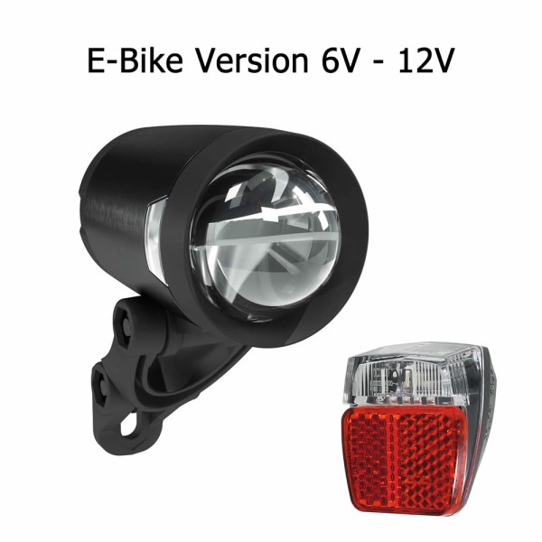 Herrmans Fahrrad LED E-Bike Lichtset 6-12 V 200 Lumen Scheinwerfer Rücklicht
