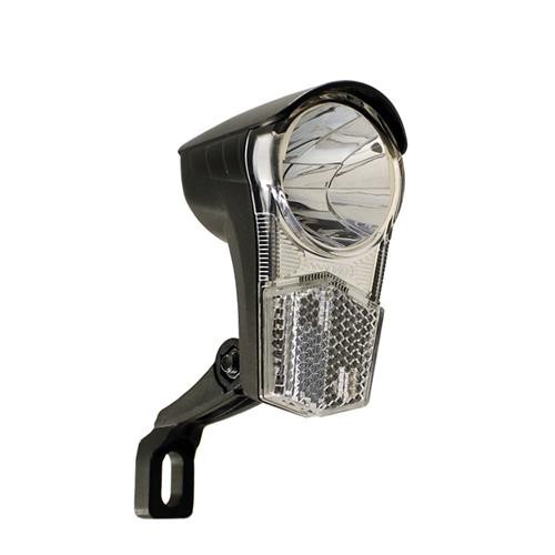 Fahrrad LED Scheinwerfer Nabendynamo UniLed schwarz 15 LUX mit Reflektor