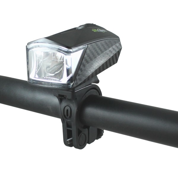 Fahrrad LED Carbon Light Frontlicht 25 LUX Batterie Scheinwerfer schwarz StVZO